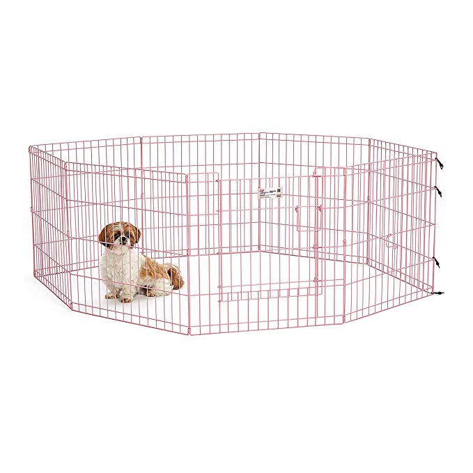 Pink Exercise Pen with Door 24Inch