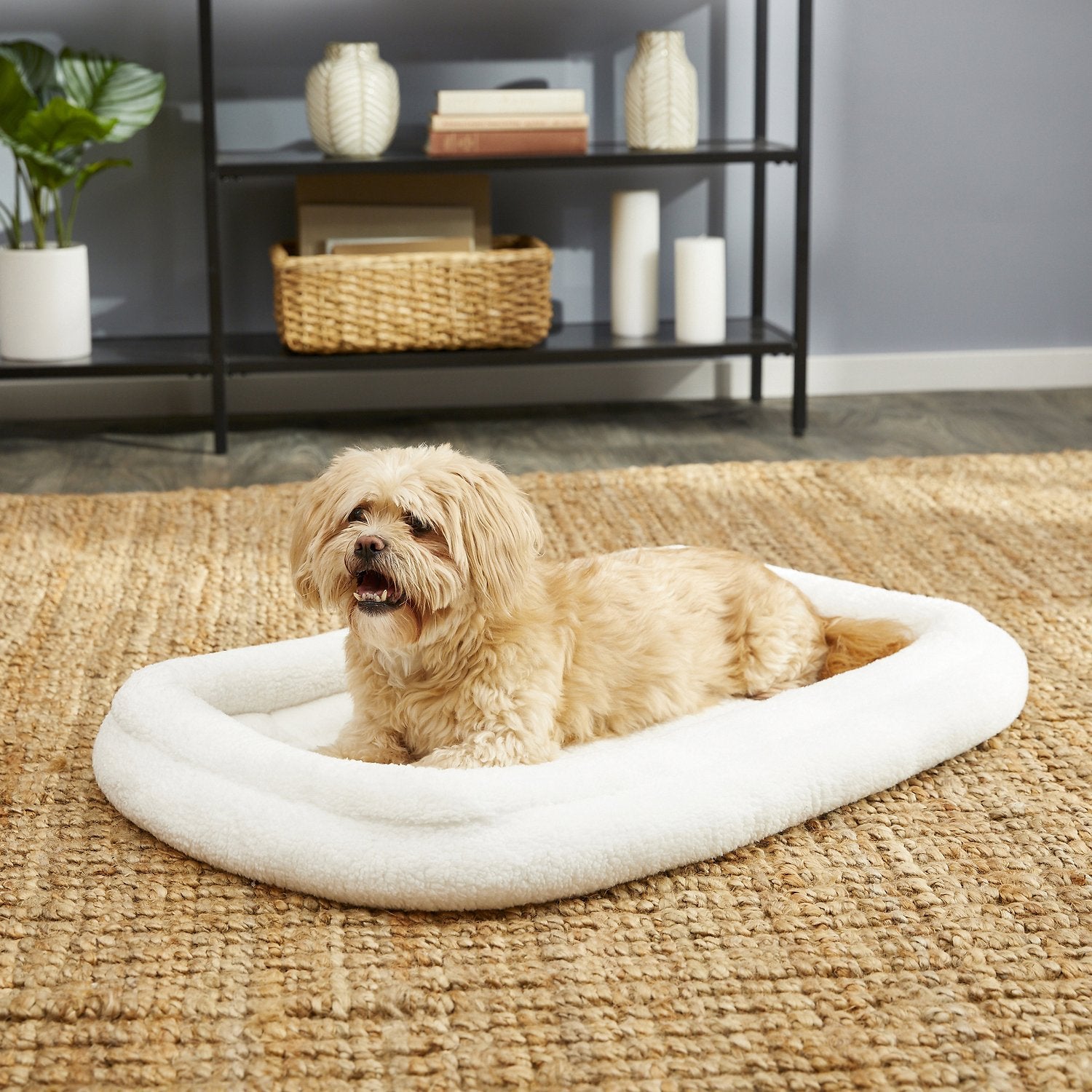 Quiet Time Deluxe Fleece Double Bolster Bed White