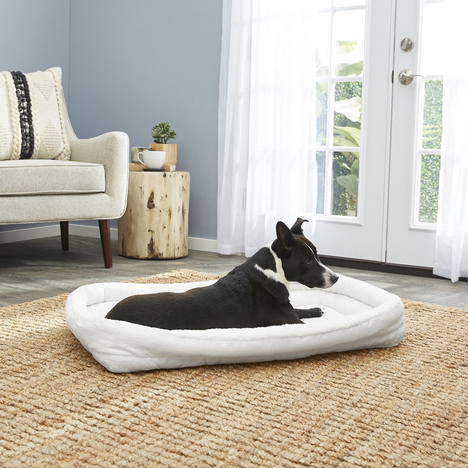 Quiet Time Deluxe Fleece Double Bolster Bed White