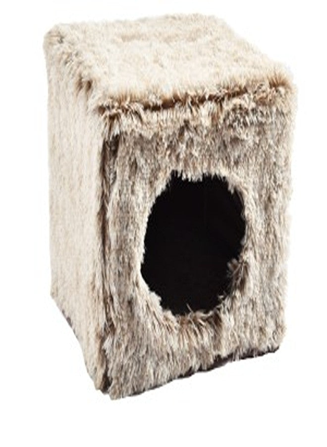 CUBE FURRY CAT BOX - GREY / SMALL