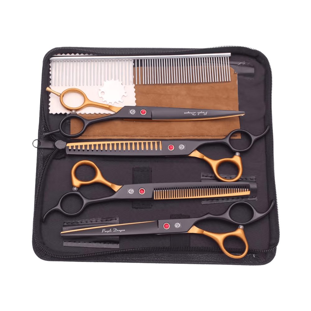 Purple Dragon Professional 5-in-1 Pet Grooming Scissor Set – Japanese Steel (8 Inch)