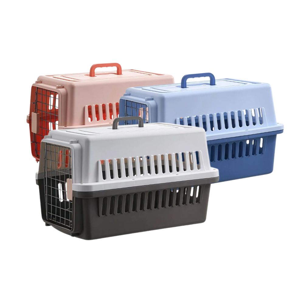 Cozy Paws Plastic Pet Carrier with Metal Door – 48*32*30cm – Mixed Colours