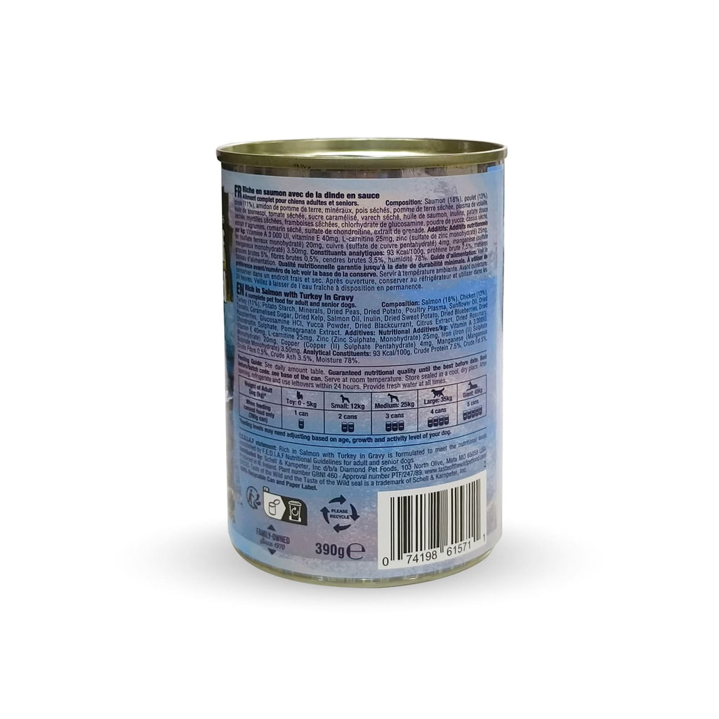 Taste of the Wild Rich in Salmon with Turkey in Gravy for Adult and Senior Dogs  – 390g