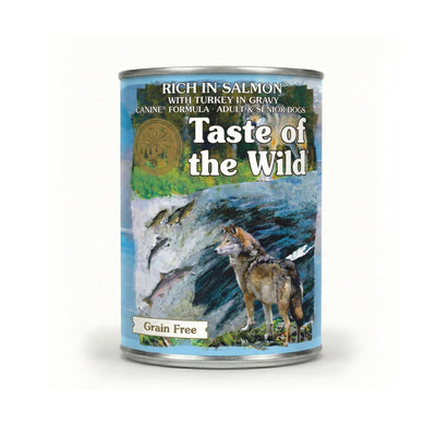 Taste of the Wild Rich in Salmon with Turkey in Gravy for Adult and Senior Dogs – 390 g