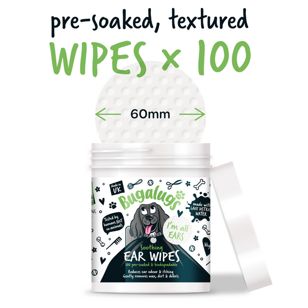 Bugalugs Soothing Biodegradable Ear Wipes for Cats - 100WIPES