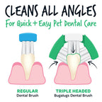 Bugalugs Triple Headed Toothbrush for Dogs & Cats - 2PCS