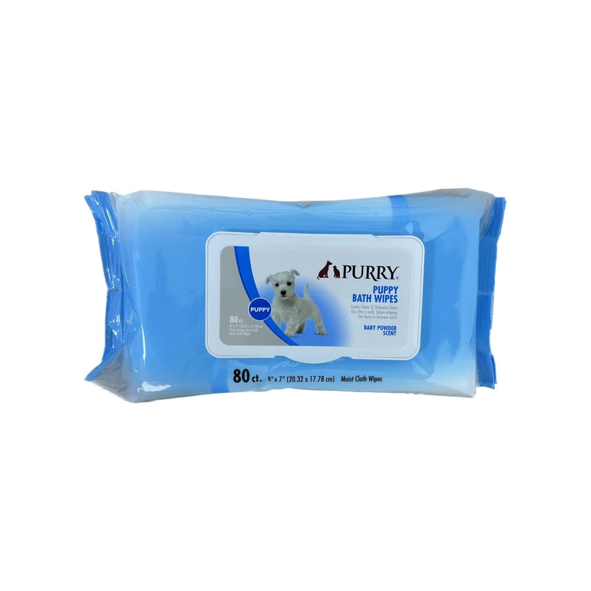Purry Puppy Bath Wipes With Baby Powder Scent- 8″X7″-80 Pcs