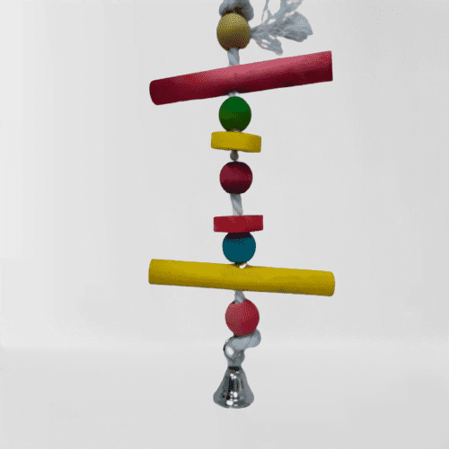 Pets Club Natural Wooden Bird Toy With Bell H-35 Cm, W 13 Cm