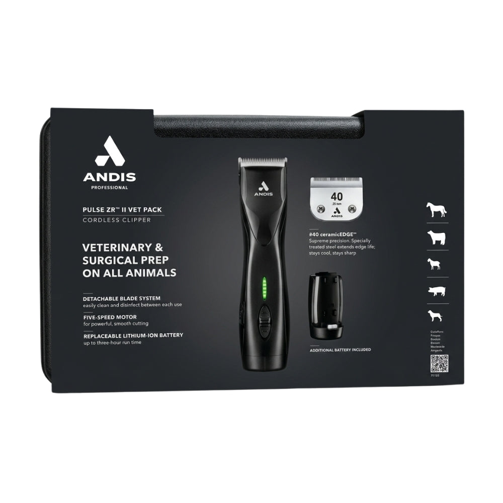 Andis Pulse ZR®II- 5 Speed Black Galaxy Clipper with Additional Battery & No. 40 Blade