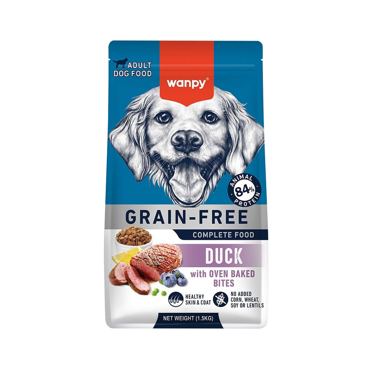 Wanpy Grain Free Complete Food for Adult Dog – Duck Recipe — 1.5Kg