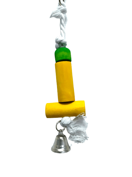 Pets Club Natural Wooden Bird Toy With Bell H-22 Cm, W-5 Cm