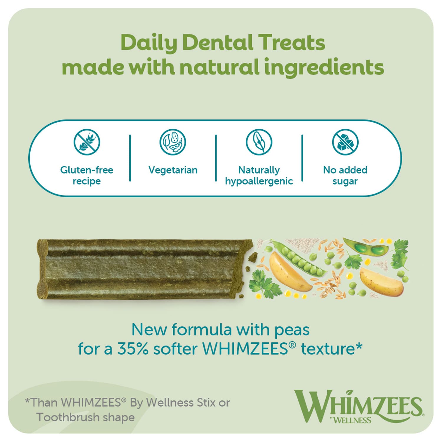 Whimzees Soft Daily Dental Dog Treats Value Bag –  X Small (56 pcs)