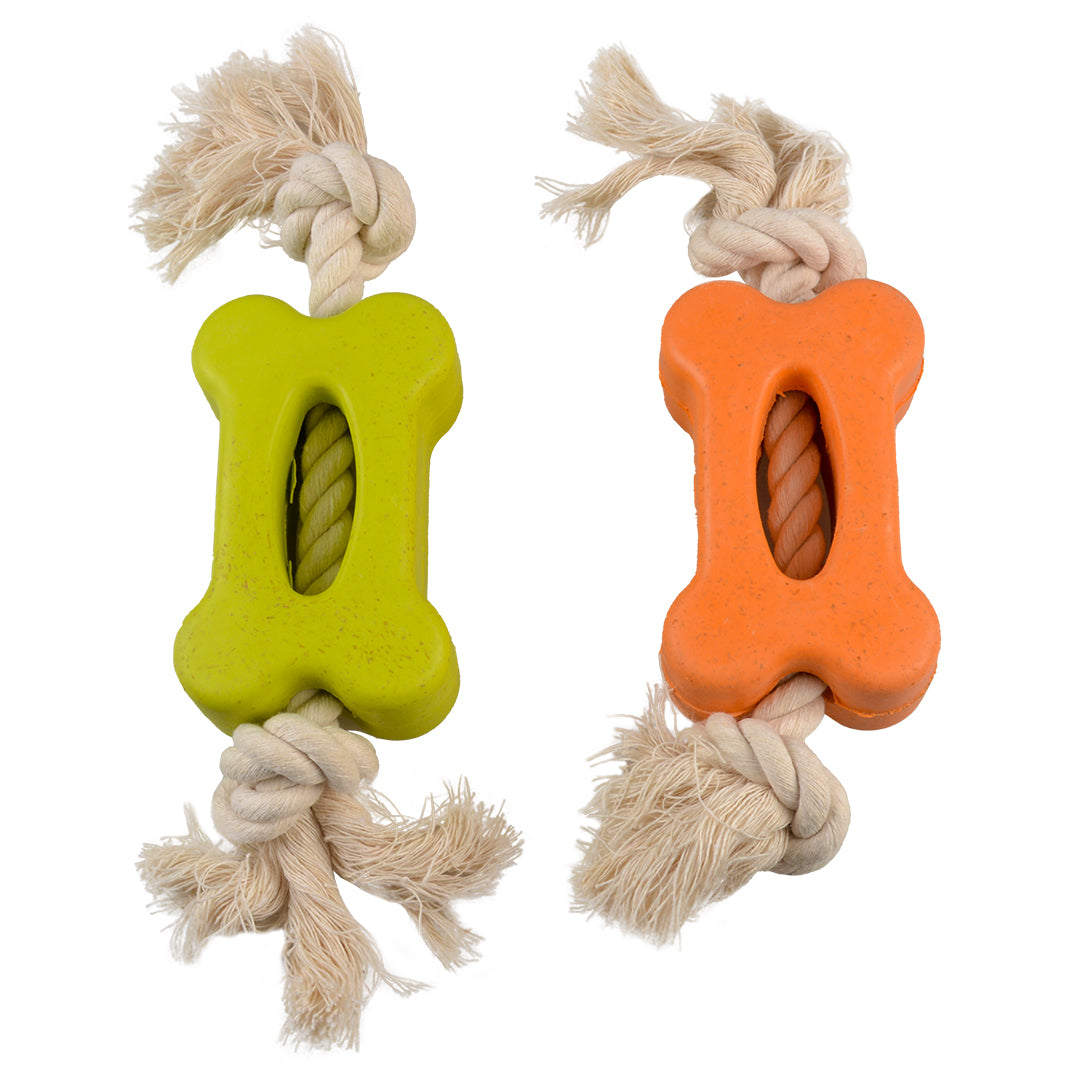 Duvo+ Eco Rubber Flat Bone Bamboo/Rice + Cotton 27x6.5x3.8 Cm Mixed Colors
