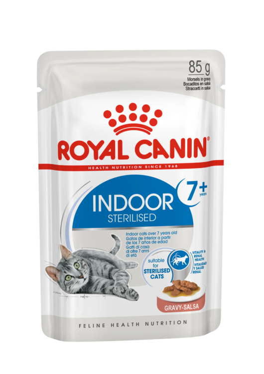 Royal Canin Indoor Sterilised 7+ in Chunks In Gravy Cat Wet Food 12 x 85 g - Pack of 12