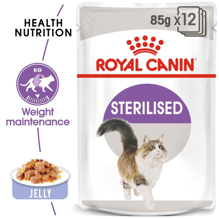 Royal Canin Feline Health Nutrition Sterilised Jelly (Wet Food - Pouches) 12 x 85 g - Pack of 12