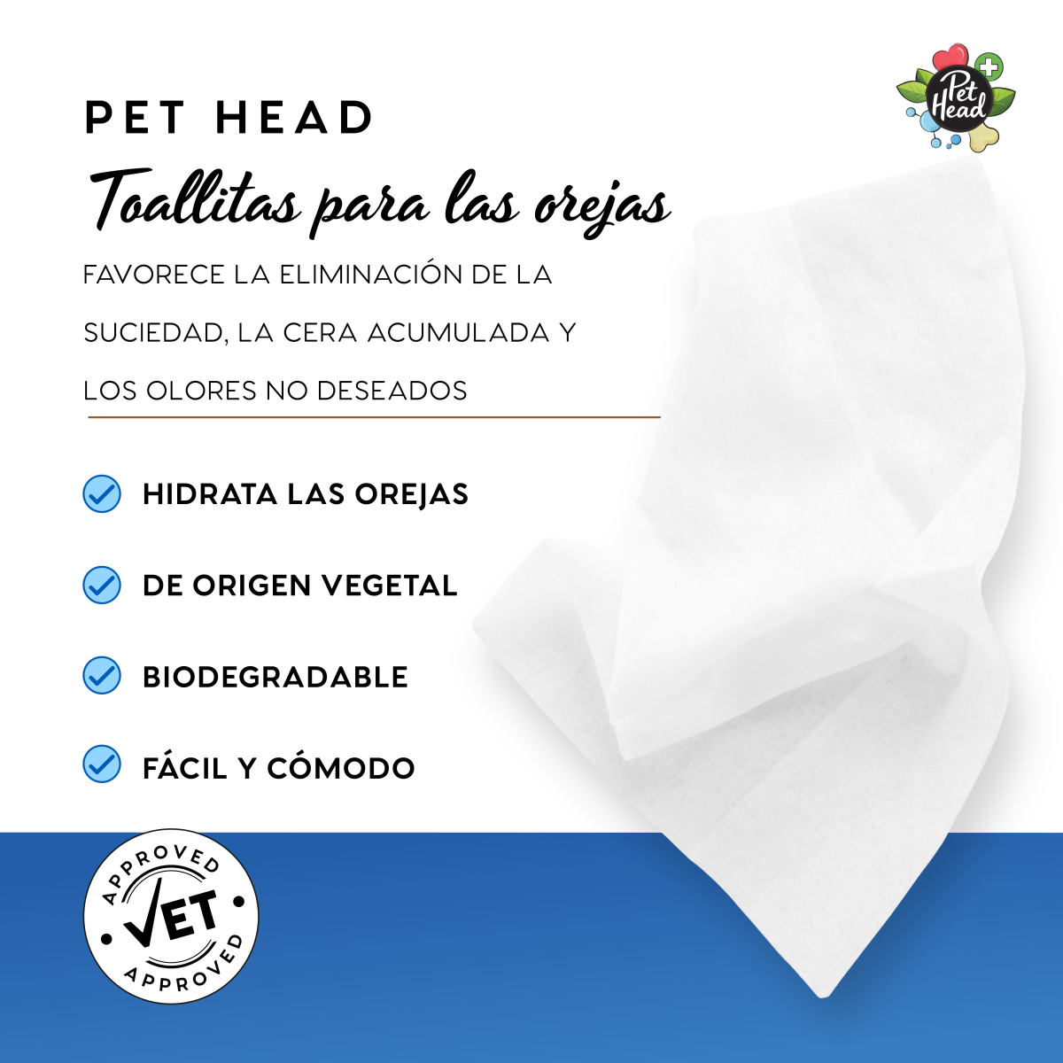 Pet Head Health Ear Wipes 30/pk