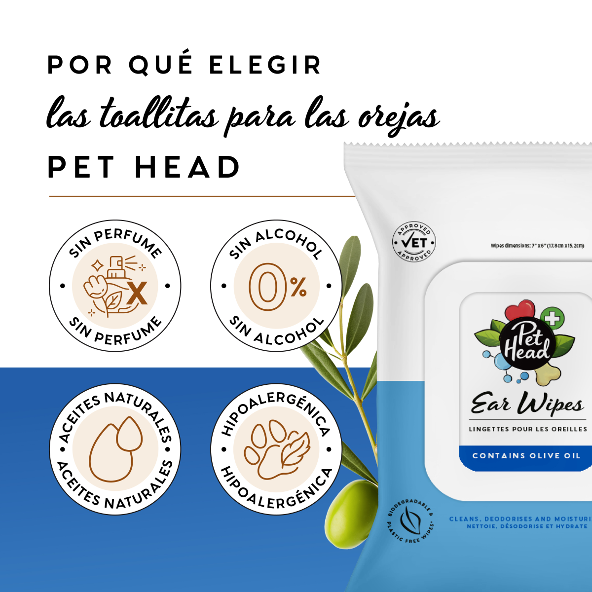 Pet Head Health Ear Wipes 30/pk