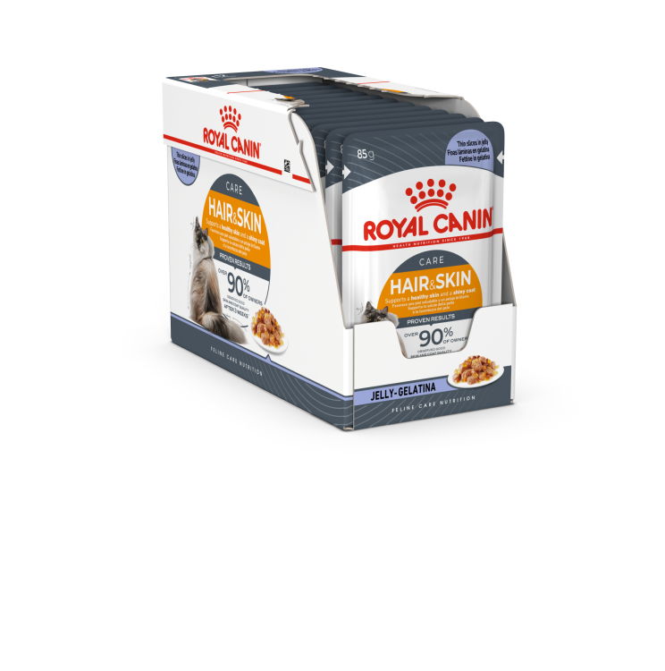 Feline Care Nutrition Hair & Skin Jelly (Wet Food - Pouches) 12 x 85 g - 1 Box