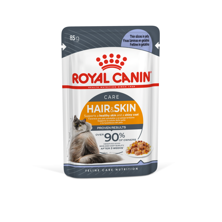 Feline Care Nutrition Hair & Skin Jelly (Wet Food - Pouches) 12 x 85 g - 1 Box