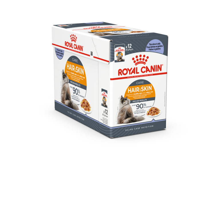 Feline Care Nutrition Hair & Skin Jelly (Wet Food - Pouches) 12 x 85 g - 1 Box