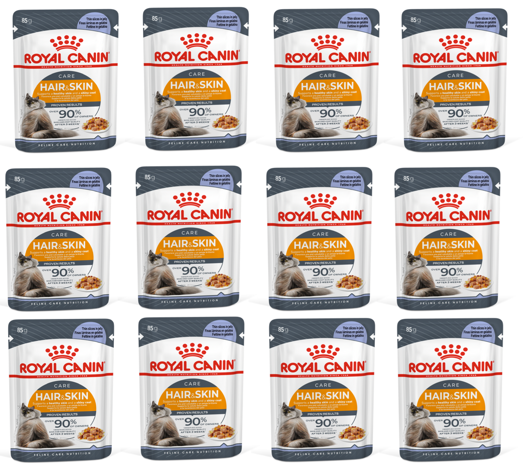 Feline Care Nutrition Hair & Skin Jelly (Wet Food - Pouches) 12 x 85 g - 1 Box