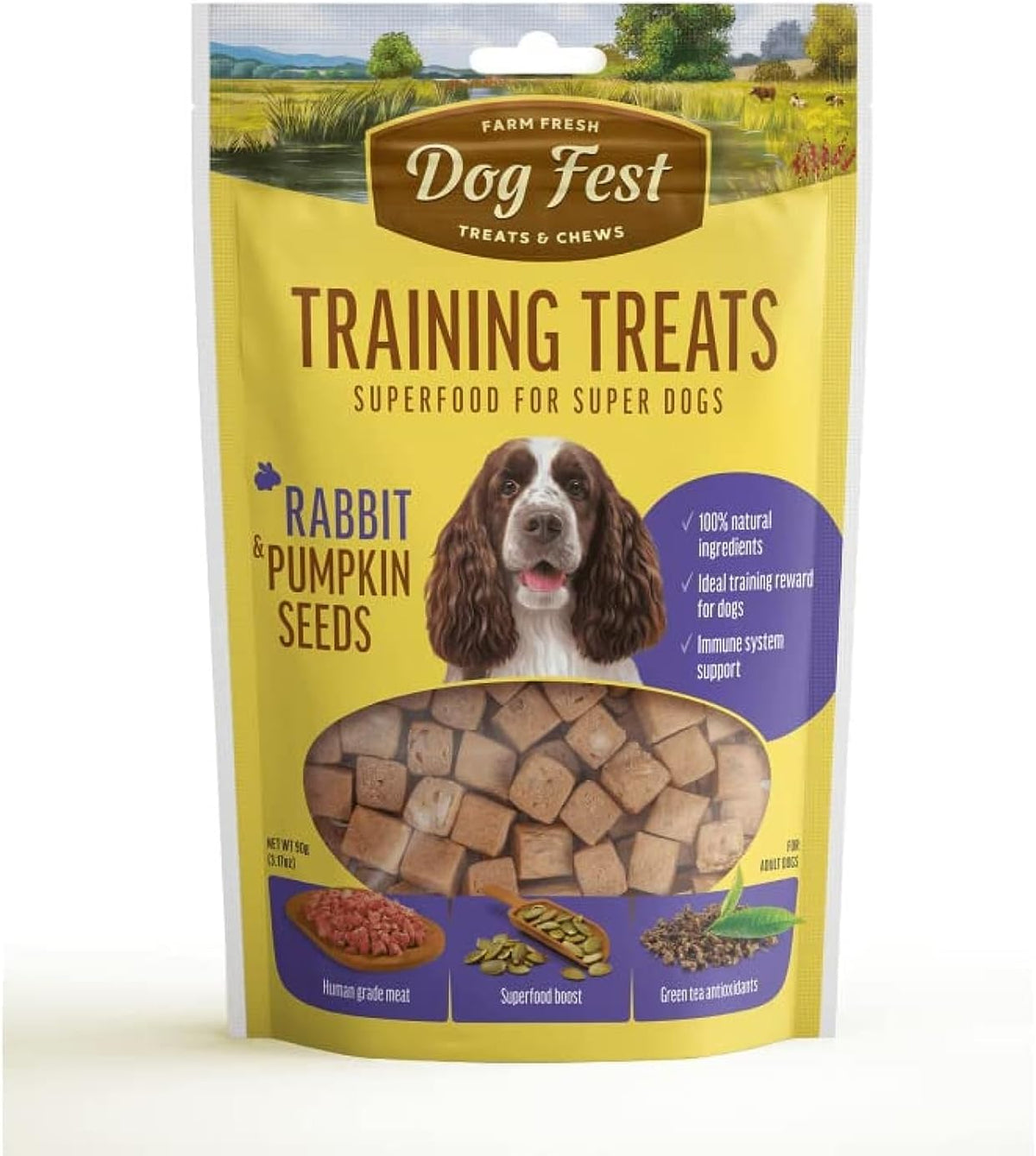 Dog Fest Training Treats Rabbit & Pumpkin Seeds Dog Treats - 90g