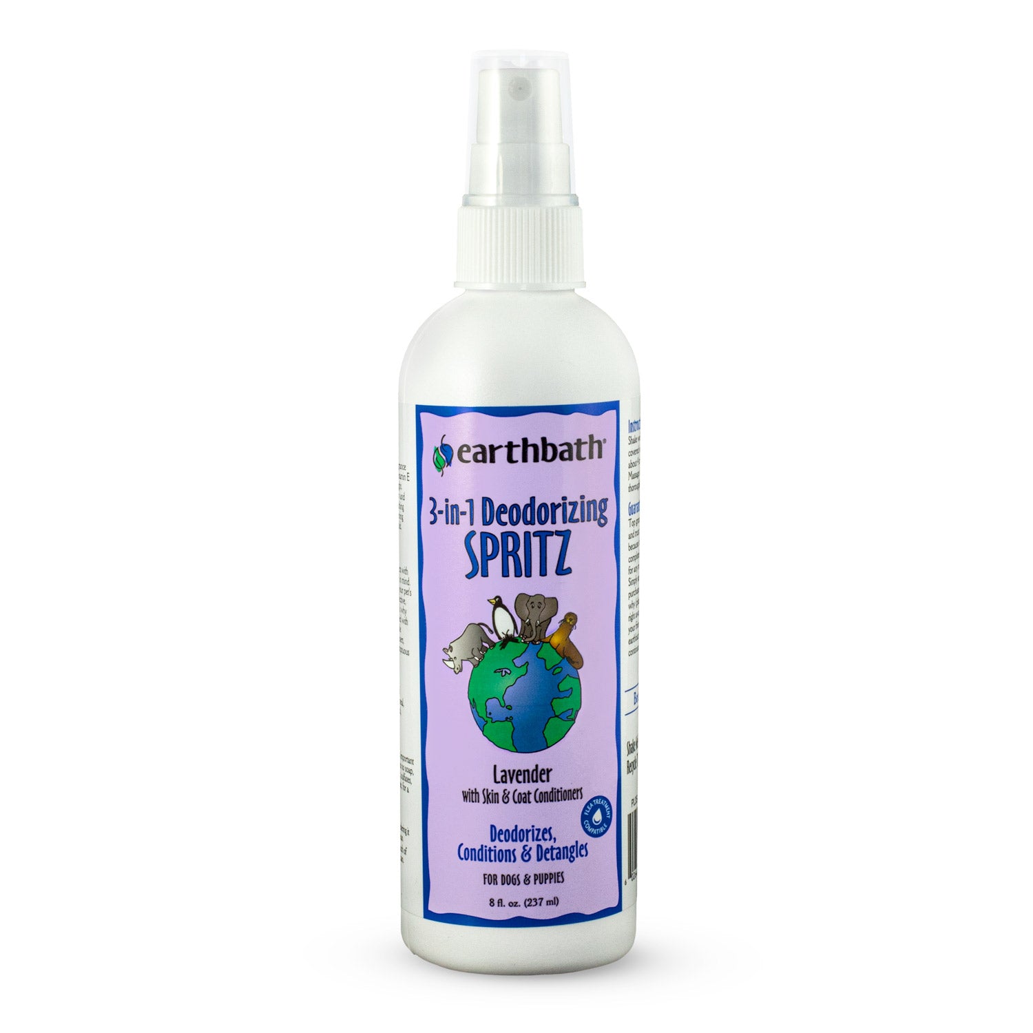 earthbath 3-IN-1 Deodorizing Spritz, Lavender with Skin & Coat Conditioners, Made in USA, 8 oz pump spray