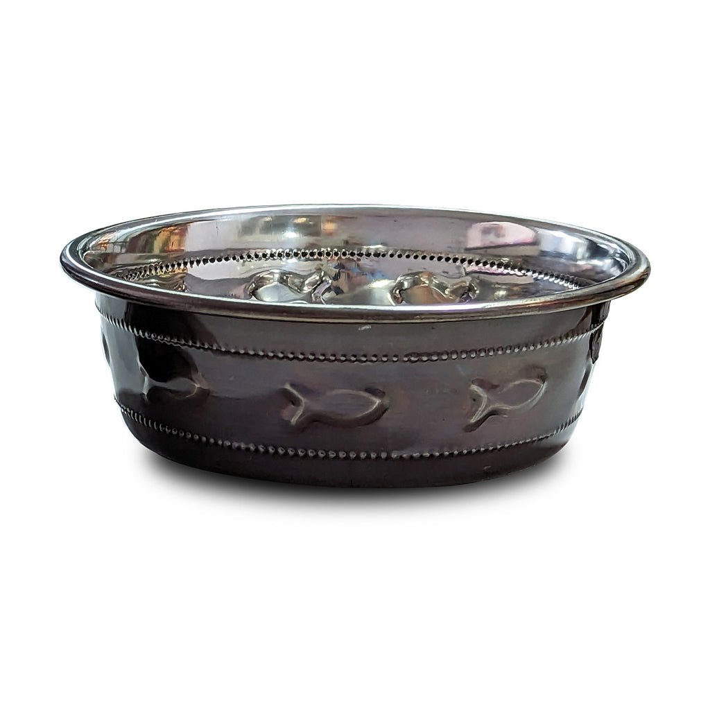 Premium Bowl Paw Embossed  Antique Copper
