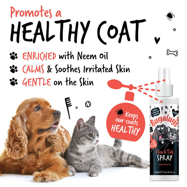 Bugalugs Flea & Tick Spray for Dogs & Cats - 200ML