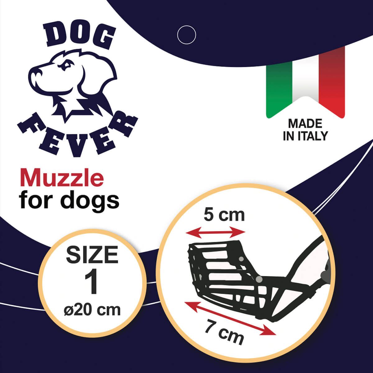 Dog Fever Plastic Dog Muzzle with Nylon Strap — black / Size 1