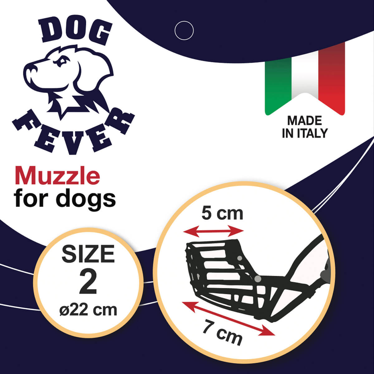 Dog Fever Plastic Dog Muzzle with Nylon Strap — black / Size 2