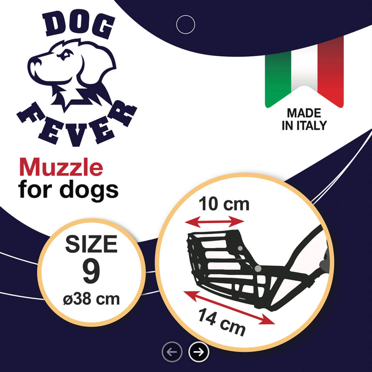 Dog Fever Plastic Dog Muzzle with Nylon Strap — black / Size 9