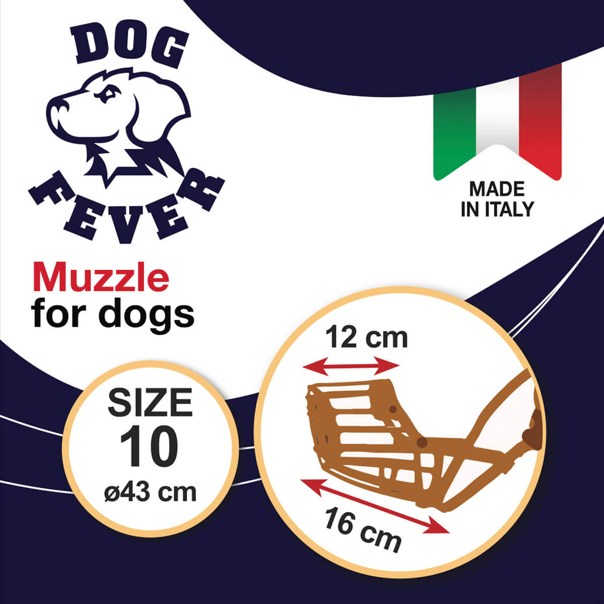 Dog Fever Plastic Dog Muzzle with Nylon Strap — brown / Size 10