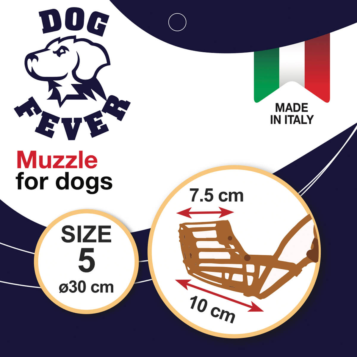 Dog Fever Plastic Dog Muzzle with Nylon Strap — brown / Size 5
