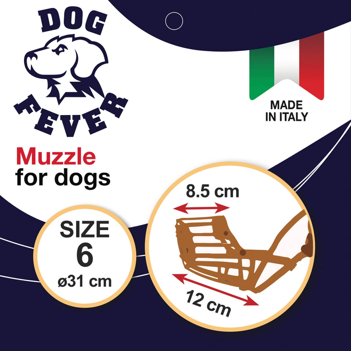 Dog Fever Plastic Dog Muzzle with Nylon Strap — brown / Size 6
