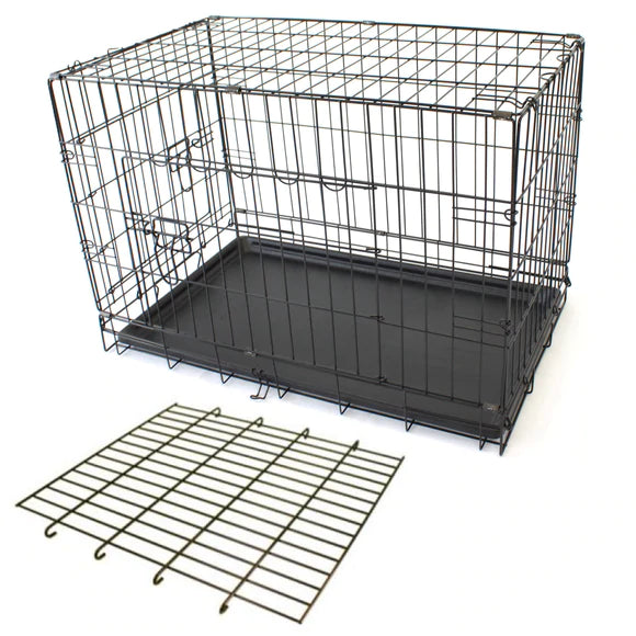 Mclovins 30″ Double Door Foldable Dog Crate With Divider, Size -76X42X52 Cm