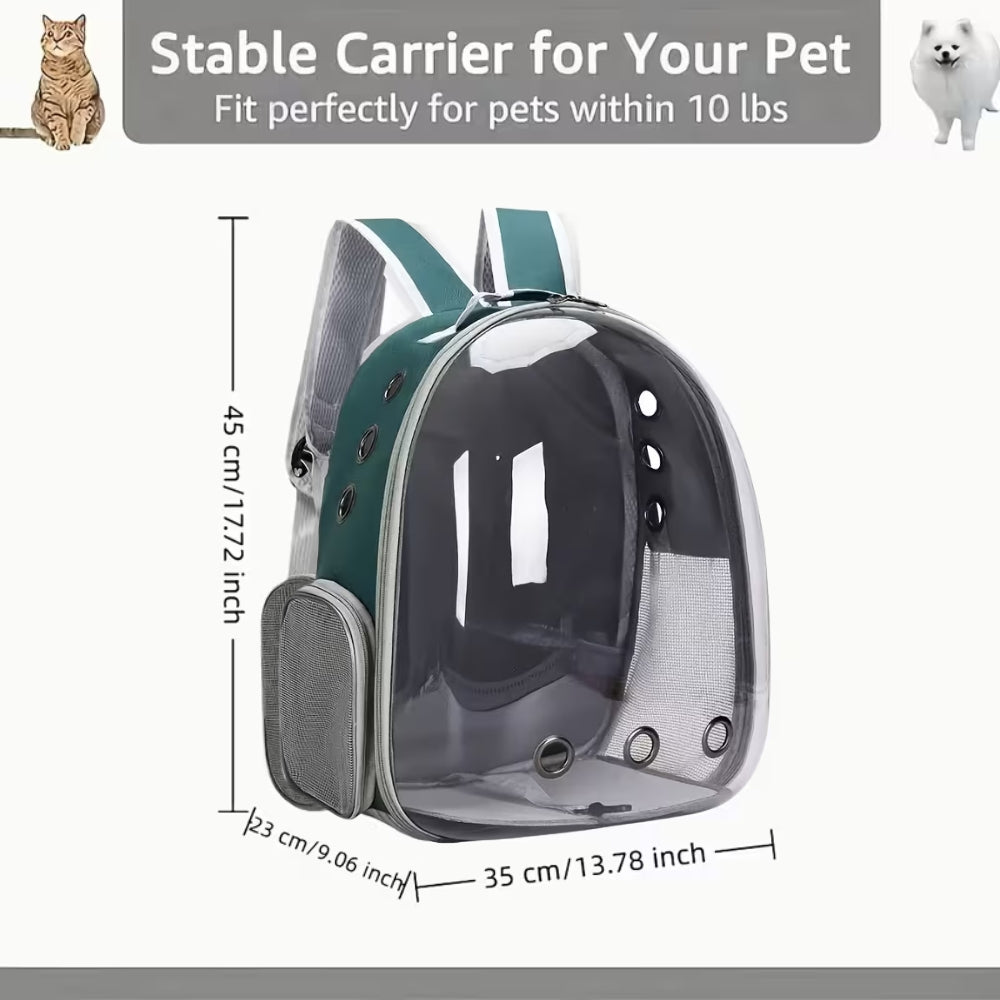 Cozy Paws Transpaent Pet Back Pack- 35*23*45cm ( Green )