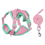 Pet Vest Harness With Leash- Pink Small ( 24-32cm Neck)