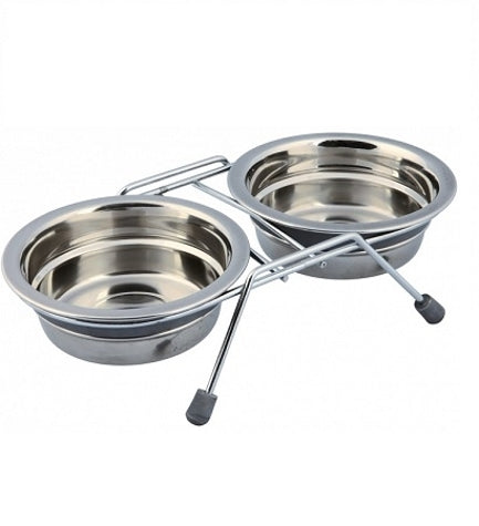 Trixie Eat on Feet Anti-Rattle Steel Bowl Set for Dogs — 250ml / Grey