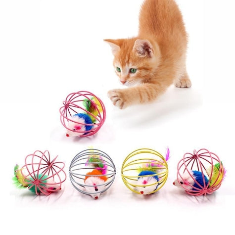 Trixie Plush Mouse in Wire Ball Toy for Cats — Grey / 6cm