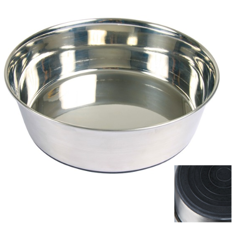 Trixie Stainless Steel Bowl With Rubber Base for Dogs — 1L / Steel