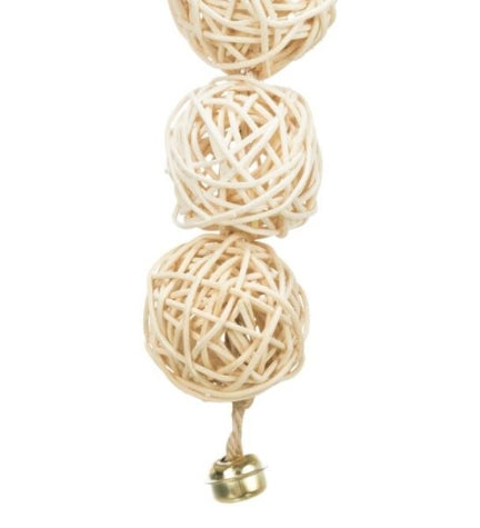 Trixie 3 Rattan Balls with Bell Bird Toy
