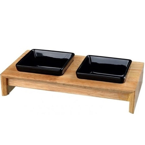Trixie Ceramic Bowls on Wood Stand for Dogs