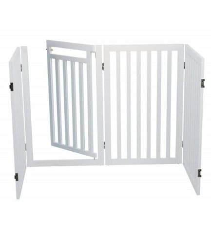 Trixie White Wooden 4-Part Barrier with Door for Dogs