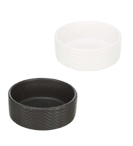 Trixie Wavy Pattern Ceramic Dog Bowl — 13cm / White