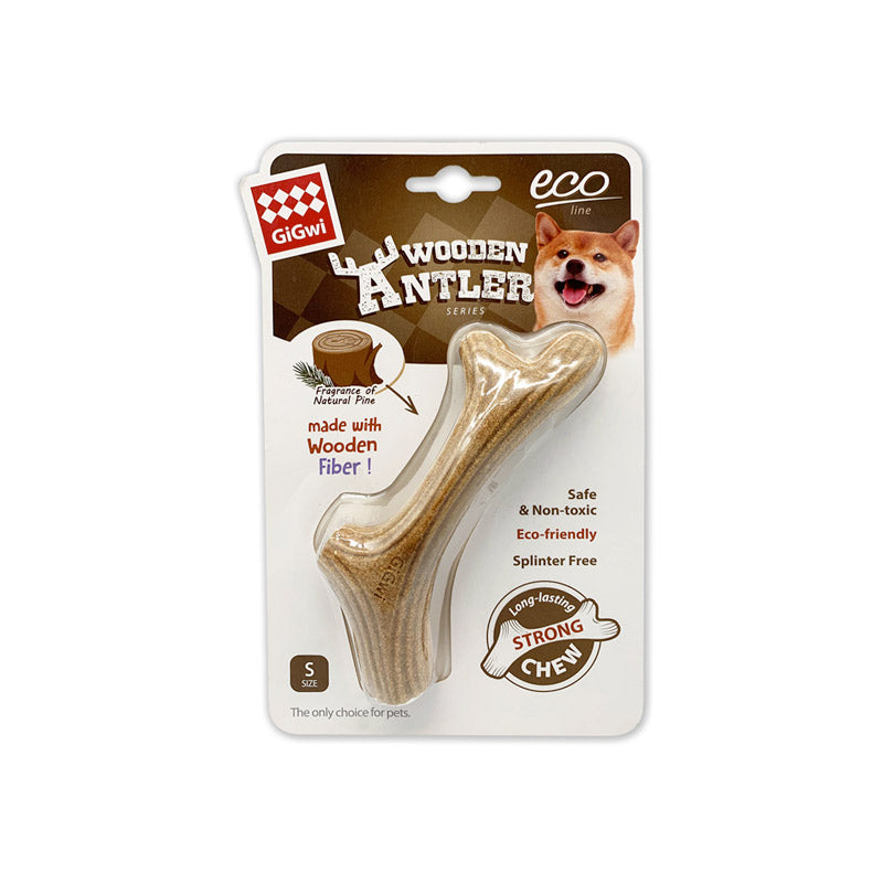 Dog Chew Wooden Antler with Natural Wood and Synthetic Material