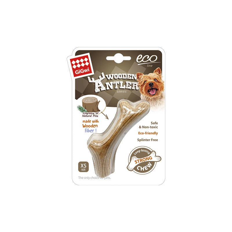Dog Chew Wooden Antler with Natural Wood and Synthetic Material